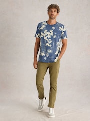 White Stuff Blue Floral Printed Short Sleeve 100% Cotton T-Shirt - Image 2 of 6