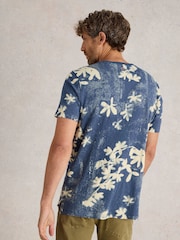 White Stuff Blue Floral Printed Short Sleeve 100% Cotton T-Shirt - Image 3 of 6