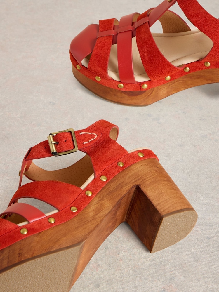 White Stuff Red Phoebe Fisherman Clogs - Image 4 of 4