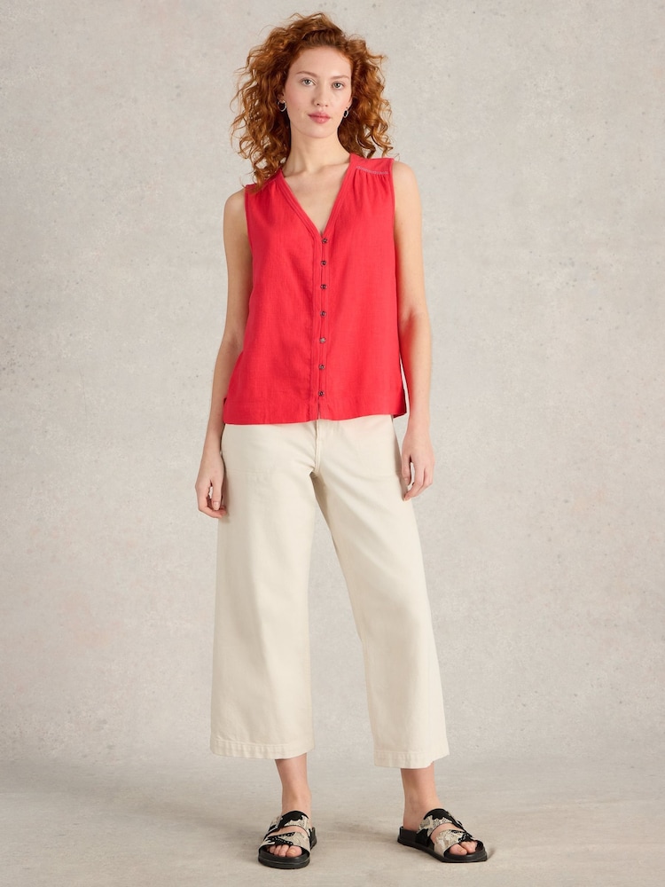 White Stuff Pink Delilah Button Top - Image 3 of 6