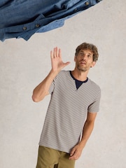 White Stuff Blue Striped Rib T-Shirt - Image 1 of 6