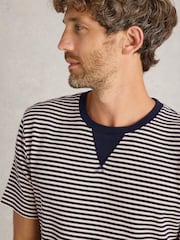 White Stuff Blue Striped Rib T-Shirt - Image 3 of 6