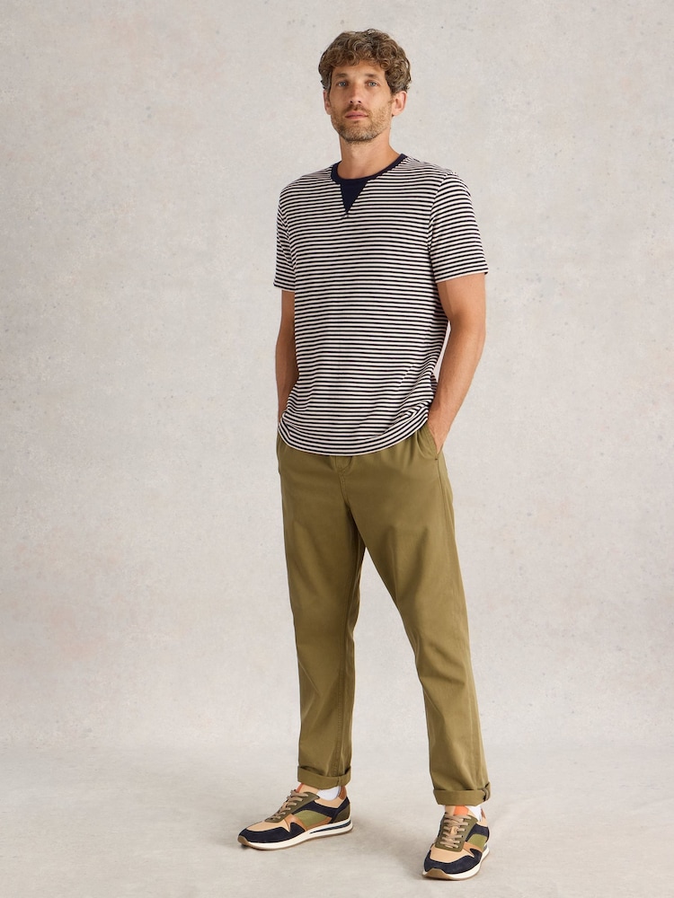 White Stuff Blue Striped Rib T-Shirt - Image 4 of 6
