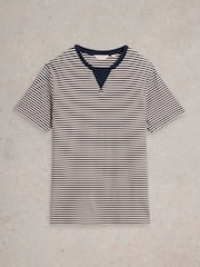 White Stuff Blue Striped Rib T-Shirt - Image 5 of 6