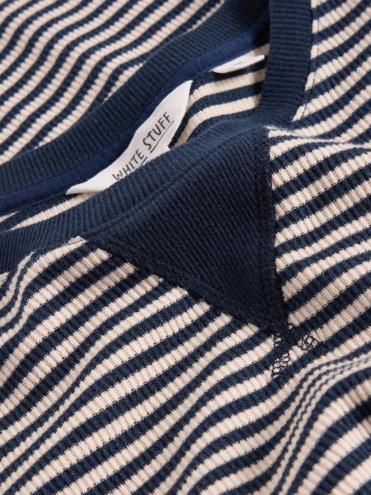 White Stuff Blue Striped Rib T-Shirt - Image 6 of 6