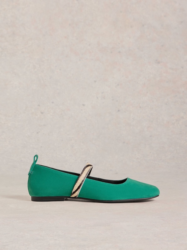 White Stuff Green Minnie Strap Leather Ballerinas - Image 1 of 4