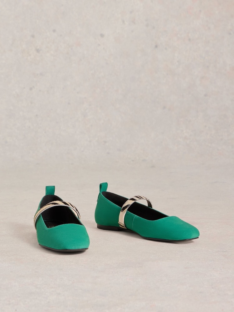 White Stuff Green Minnie Strap Leather Ballerinas - Image 2 of 4