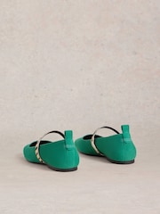White Stuff Green Minnie Strap Leather Ballerinas - Image 3 of 4