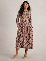 White Stuff Pink Lottie Jersey 100% Cotton Shirt Dress - Image 3 of 6