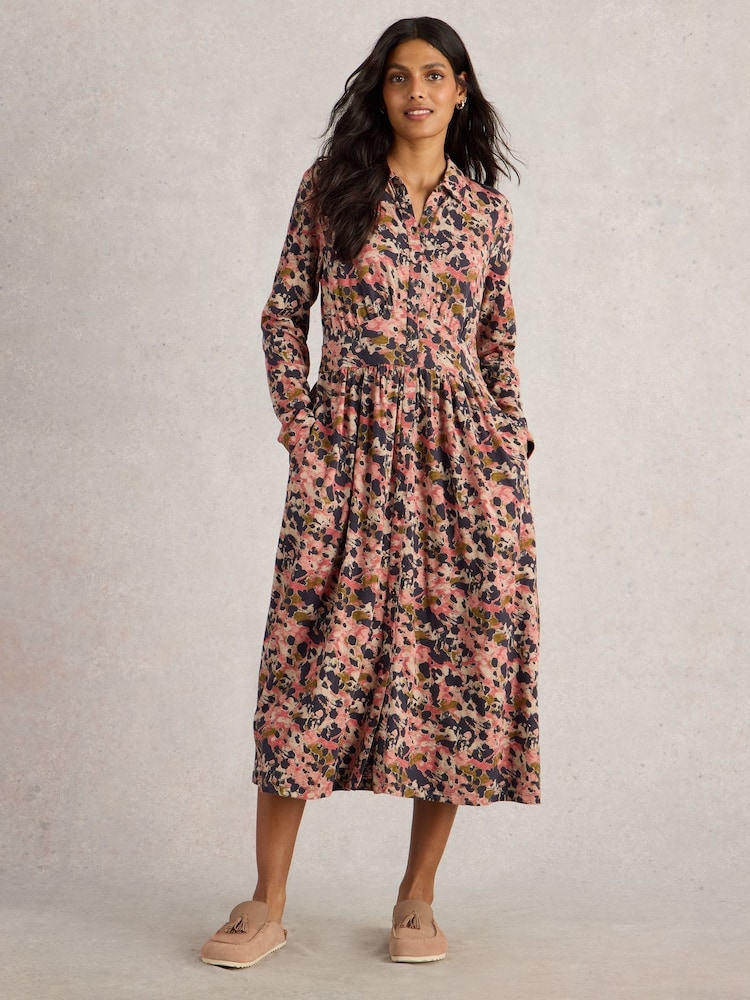 White Stuff Pink Lottie Jersey 100% Cotton Shirt Dress - Image 3 of 6