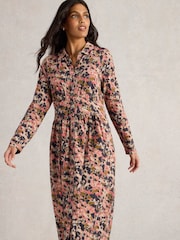 White Stuff Pink Lottie Jersey 100% Cotton Shirt Dress - Image 4 of 6