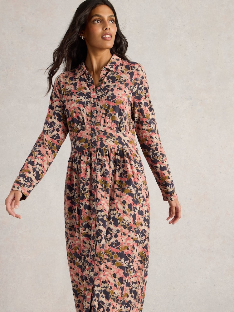 White Stuff Pink Lottie Jersey 100% Cotton Shirt Dress - Image 4 of 6