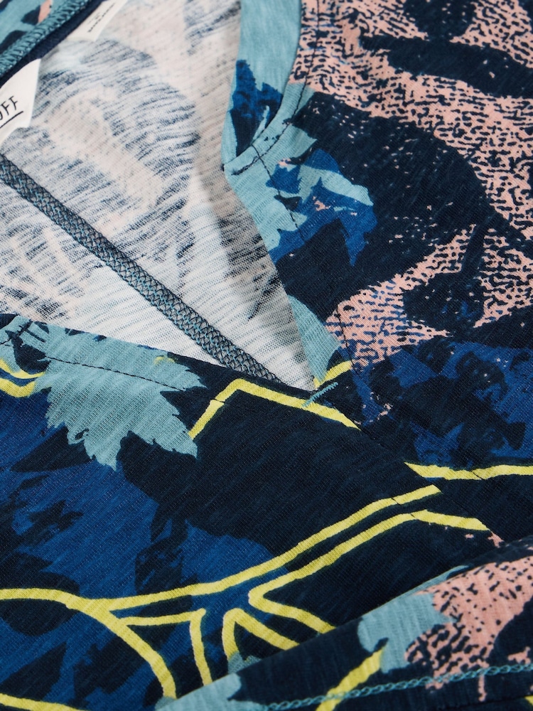 White Stuff Blue Nelly Notch Neck 100% Cotton T-Shirt - Image 6 of 6