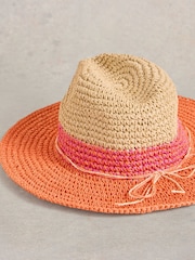 White Stuff Pink Colour Block Fedora Hat - Image 2 of 2