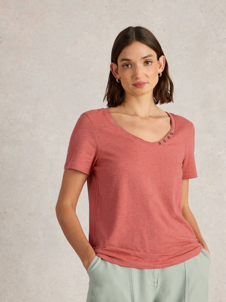 White Stuff Red Nadia Short Sleeve T-Shirt - Image 1 of 6