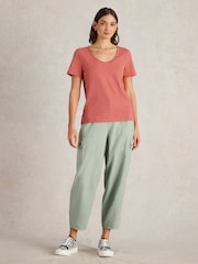 White Stuff Red Nadia Short Sleeve T-Shirt - Image 3 of 6