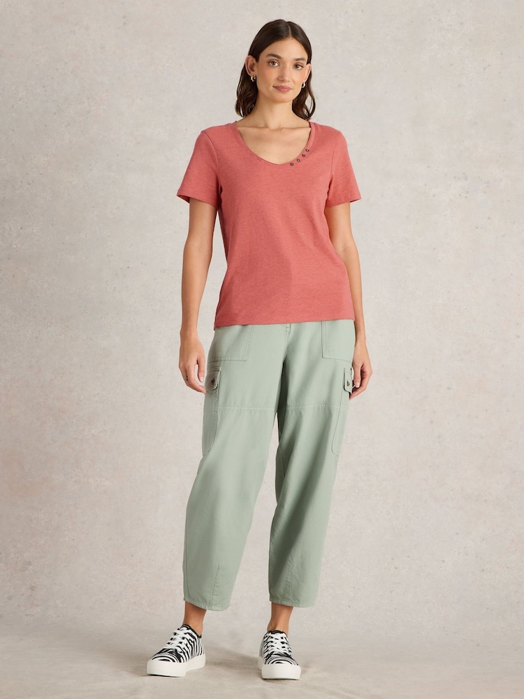 White Stuff Red Nadia Short Sleeve T-Shirt - Image 3 of 6