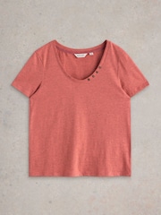 White Stuff Red Nadia Short Sleeve T-Shirt - Image 5 of 6
