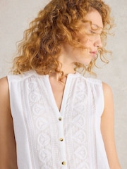 White Stuff White Tulip Sleeveless 100% Cotton Shirt - Image 4 of 6