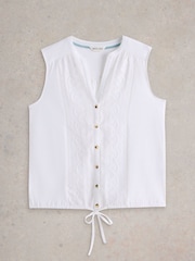 White Stuff White Tulip Sleeveless 100% Cotton Shirt - Image 5 of 6