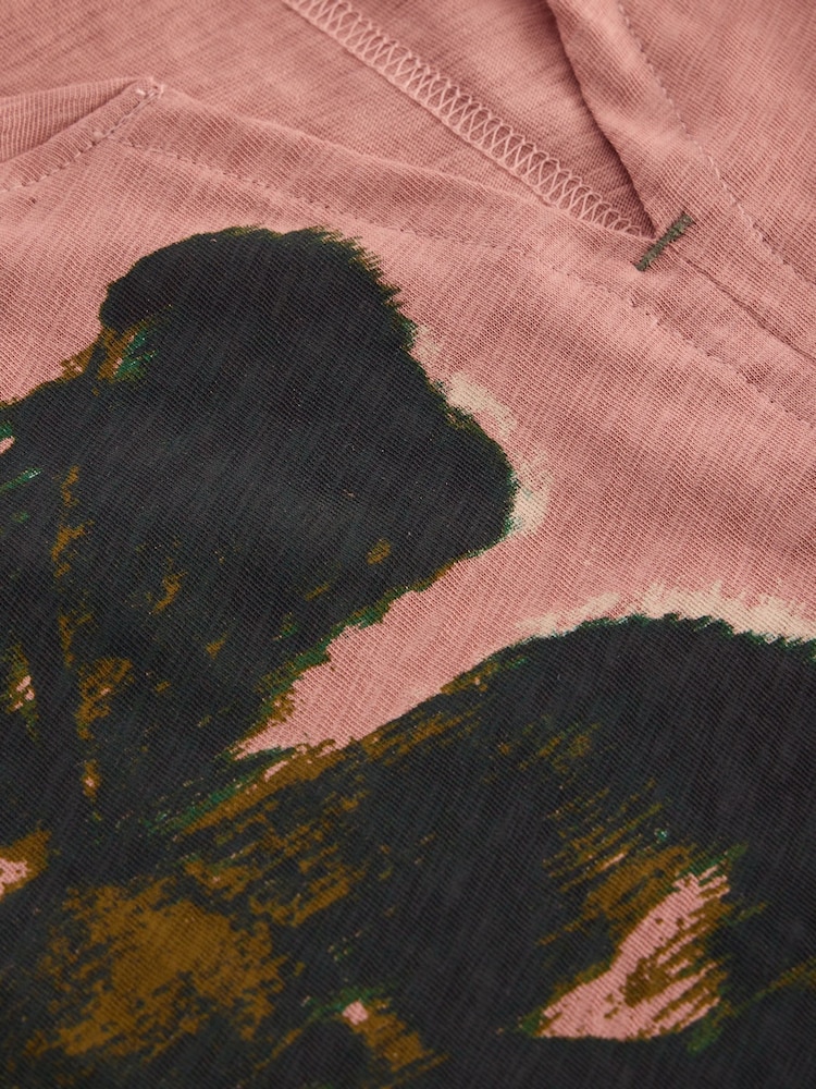 White Stuff Pink Nelly Notch Neck 100% Cotton T-Shirt - Image 6 of 6