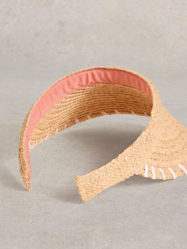 White Stuff Natural Woven Visor Hat - Image 2 of 2