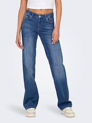 ONLY Blue Blush Mid Rise Straight Leg Jeans With Super Stretch - Image 1 of 7
