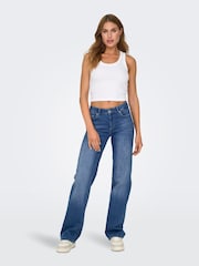 ONLY Blue Blush Mid Rise Straight Leg Jeans With Super Stretch - Image 2 of 7