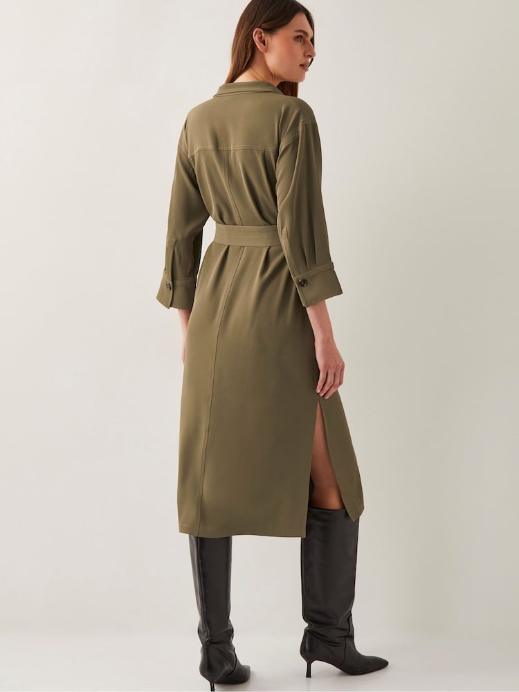 Monsoon Green Grace Cargo Midi Shirt Dress - Image 2 of 5