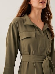 Monsoon Green Grace Cargo Midi Shirt Dress - Image 3 of 5