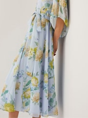 Monsoon Blue Rowan Floral Wrap Midi Dress - Image 2 of 5