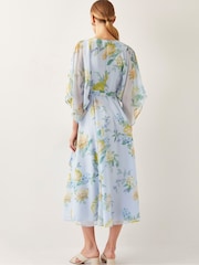 Monsoon Blue Rowan Floral Wrap Midi Dress - Image 3 of 5