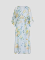 Monsoon Blue Rowan Floral Wrap Midi Dress - Image 5 of 5