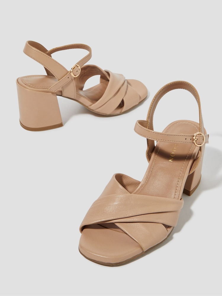 Monsoon Light Brown Rosa Twist Strap Heeled Sandals - Image 1 of 3