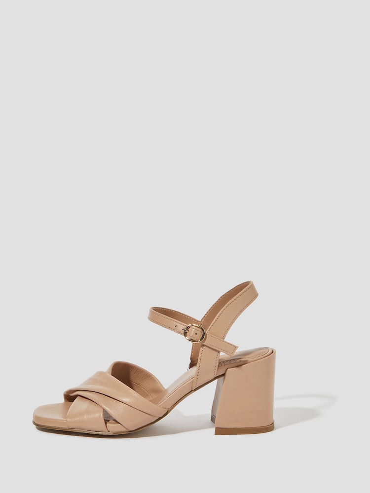 Monsoon Light Brown Rosa Twist Strap Heeled Sandals - Image 2 of 3