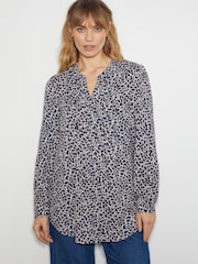 Monsoon Blue Molly Abstract Print Pintuck Blouse - Image 1 of 5