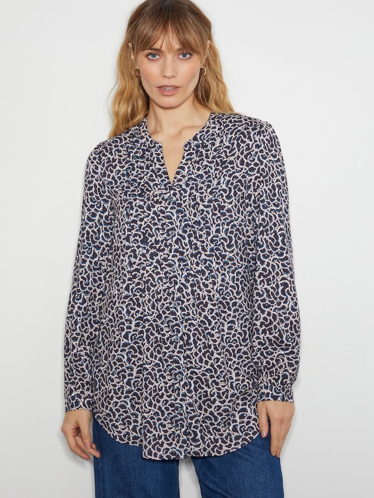 Monsoon Blue Molly Abstract Print Pintuck Blouse - Image 1 of 5
