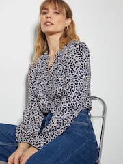 Monsoon Blue Molly Abstract Print Pintuck Blouse - Image 4 of 5
