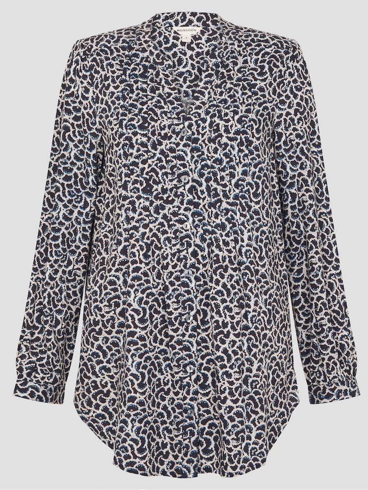Monsoon Blue Molly Abstract Print Pintuck Blouse - Image 5 of 5