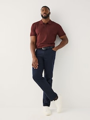 Navy Blue Muscle Fit Smart Brushed Cotton TENCEL™ Lyocell Blend Chinos With Belt - Image 2 of 6