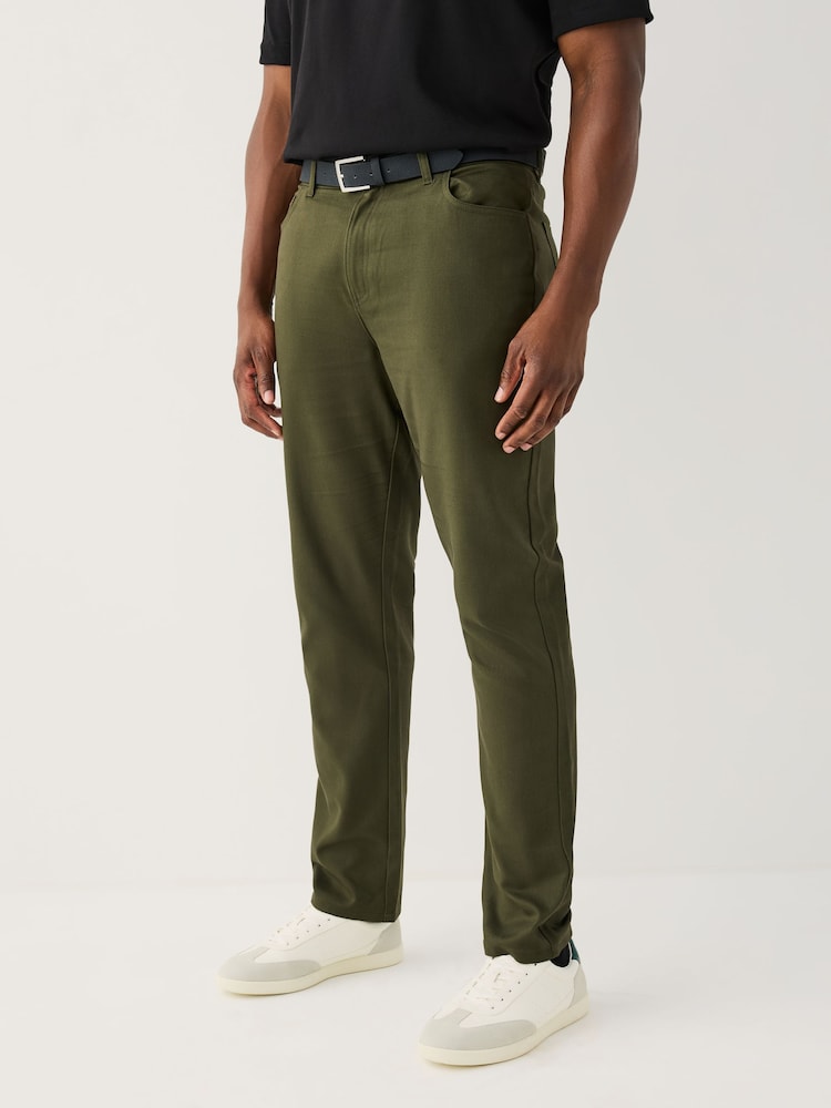Green Muscle Fit Smart Brushed Cotton TENCEL™ Lyocell Blend Chinos With Belt - Image 1 of 6