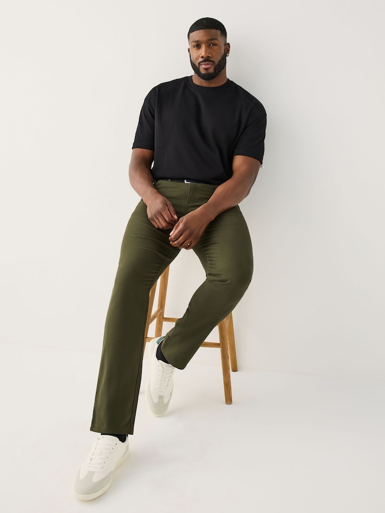 Green Muscle Fit Smart Brushed Cotton TENCEL™ Lyocell Blend Chinos With Belt - Image 2 of 6