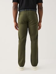Green Muscle Fit Smart Brushed Cotton TENCEL™ Lyocell Blend Chinos With Belt - Image 4 of 6