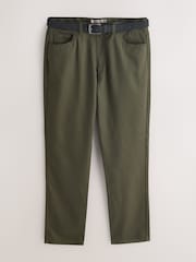 Verde - Chinos para vestir de mezcla de algodón cepillado y TENCEL™ Lyocell con cinturón - Imagen 8 de 11