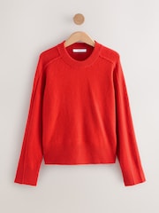 Red Pattern Crew Neck Knitted Jumper with Wool - Image 7 of 10