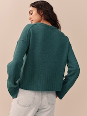 Teal Blue 100% Lambswool N.Premium Crew Neck Jumper - Image 2 of 7