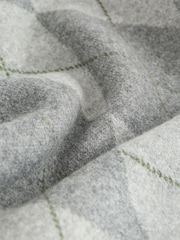 Grey/Green Argyle Supersoft V-Neck Cardigan With Pockets - Image 9 of 9