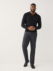 Charcoal Grey Muscle Fit Smart Brushed Cotton TENCEL™ Lyocell Blend Chinos With Belt - Image 2 of 6