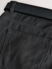 Charcoal Grey Muscle Fit Smart Brushed Cotton TENCEL™ Lyocell Blend Chinos With Belt - Image 8 of 9