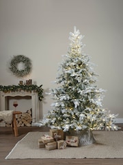 Everlands Green Grandis Fir 7ft Pre Lit Snowy Christmas Tree - Image 1 of 7